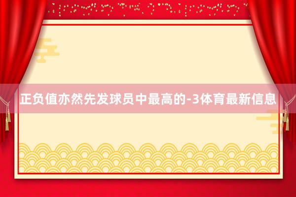 正负值亦然先发球员中最高的-3体育最新信息