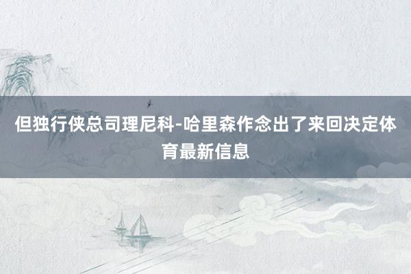 但独行侠总司理尼科-哈里森作念出了来回决定体育最新信息