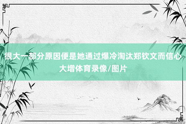 很大一部分原因便是她通过爆冷淘汰郑钦文而信心大增体育录像/图片