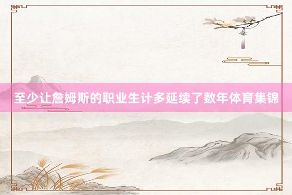 至少让詹姆斯的职业生计多延续了数年体育集锦