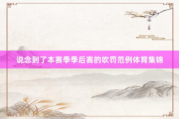 说念到了本赛季季后赛的吹罚范例体育集锦