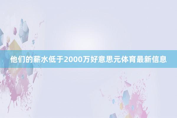 他们的薪水低于2000万好意思元体育最新信息