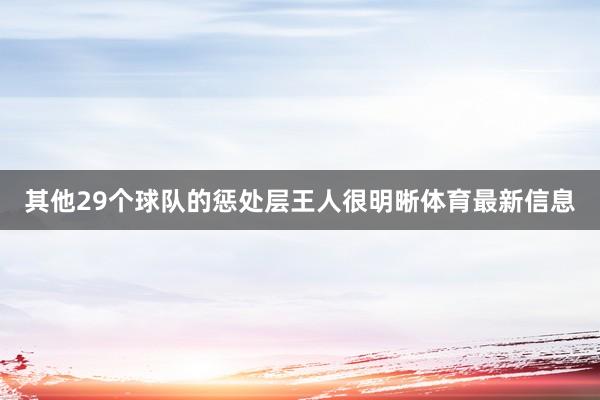 其他29个球队的惩处层王人很明晰体育最新信息