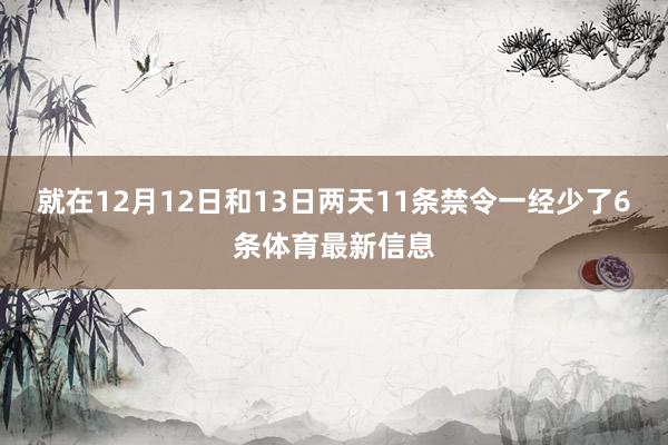 就在12月12日和13日两天11条禁令一经少了6条体育最新信息