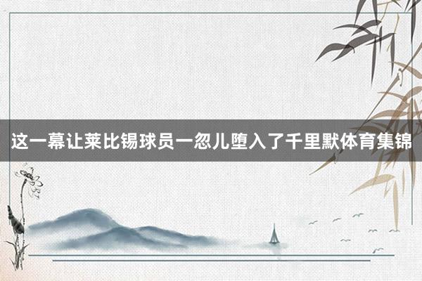 这一幕让莱比锡球员一忽儿堕入了千里默体育集锦