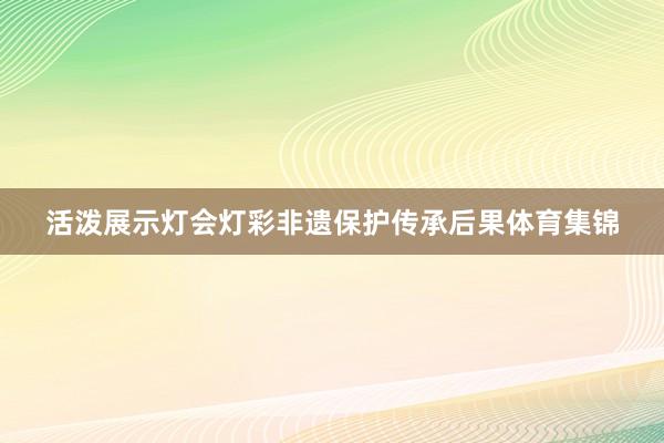 活泼展示灯会灯彩非遗保护传承后果体育集锦